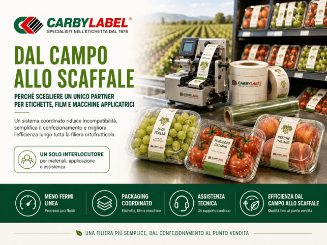 Etichette film e macchine applicatrici per packaging ortofrutticolo Carby Label